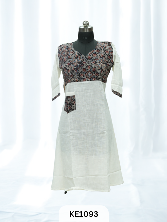 SLUB COTTON WITH NATURAL YOKE - ALINE KURTI