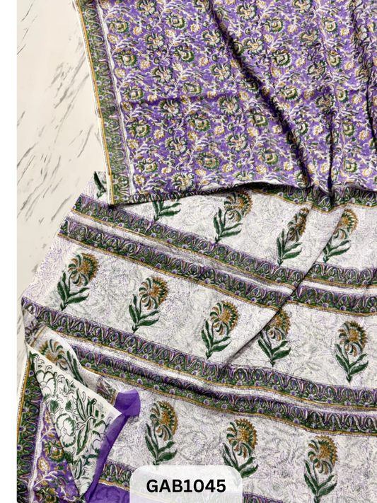 Premium Hand Block Printed Georgette Sarees with Blouse
