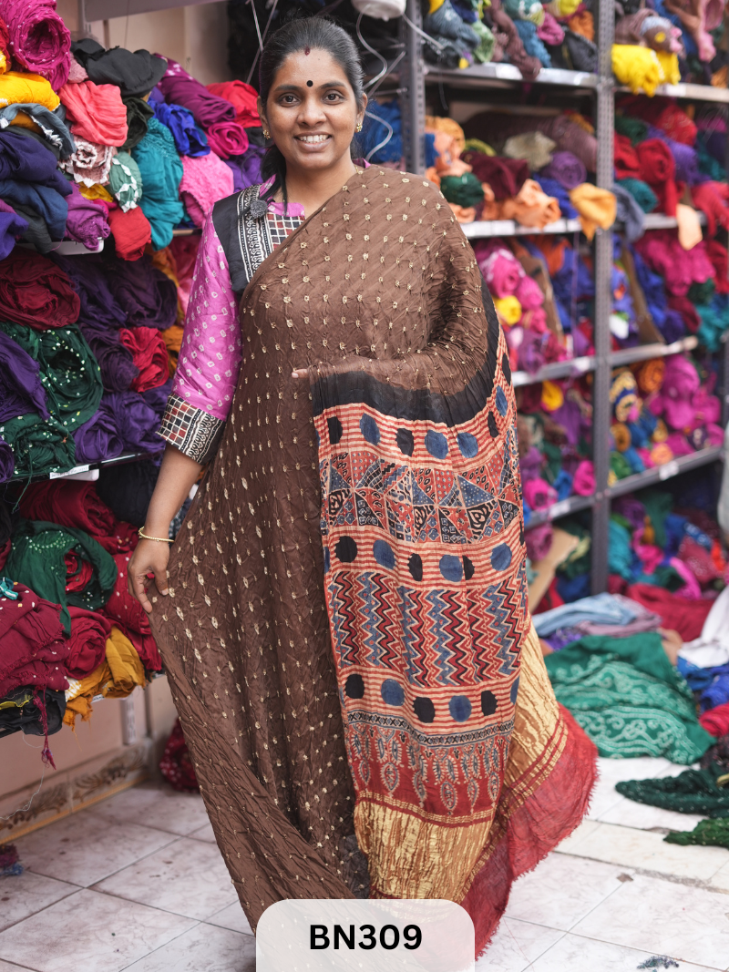 MODAL GAJI - AJRAKH BANDHINI SAREE