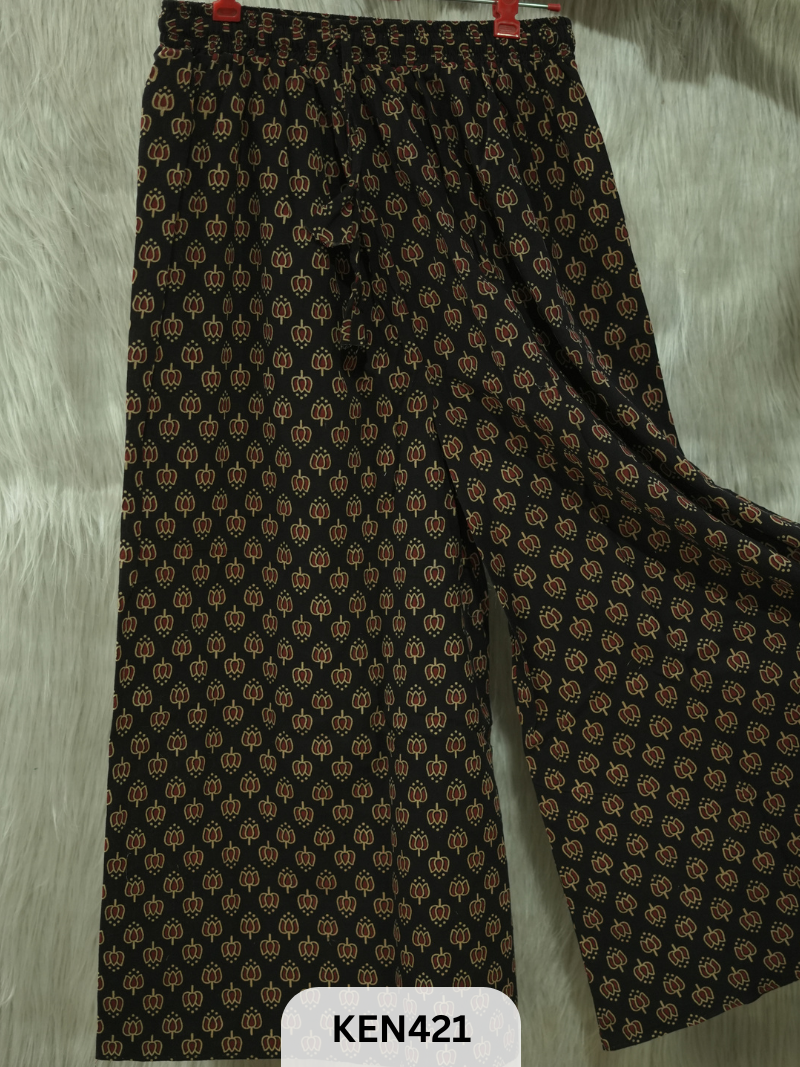 PLAZO HANDBLOCK PANT-FREE SIZE(22 to 40 INCH)