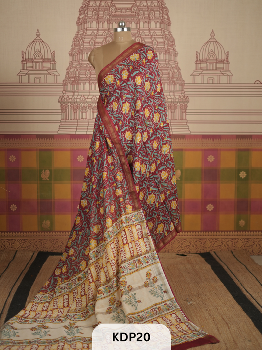 Maheshwari Sanganer Hanblock Print Saree