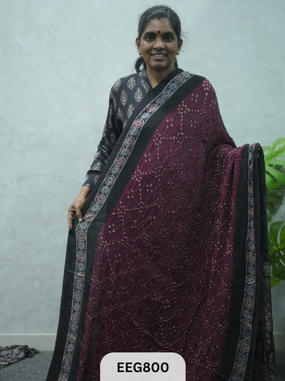 MODAL AJRAKH BANDHEJ SAREE