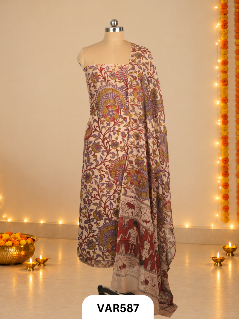KALAMKARI 2 PCS SALWAR SUIT- top2.5 mtr and duppatta