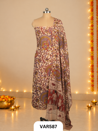 KALAMKARI 2 PCS SALWAR SUIT- top2.5 mtr and duppatta