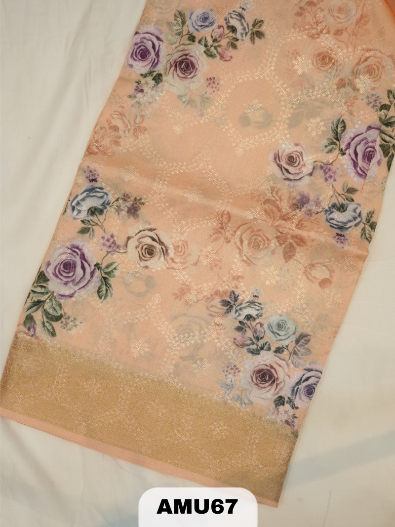 PREMIUM BANARAS ORGANZA DIGITAL KALAMKARI PRINT SAREE