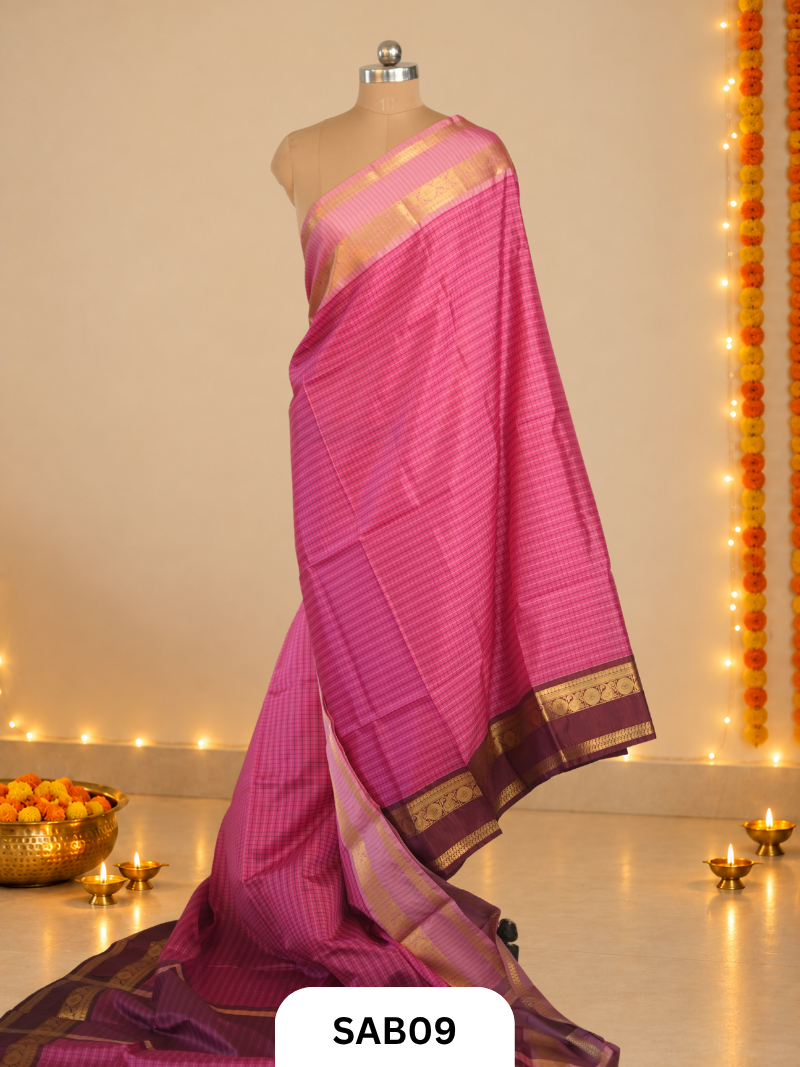 Kasa Kasa Checks With Ganga Jamuna border Saree