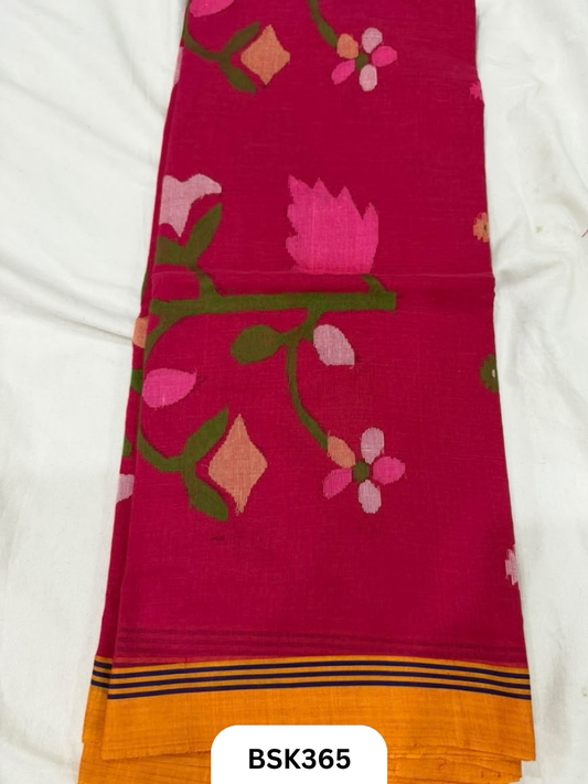 Handloom Pure Mul Cotton With Jamdhani Weave Saree