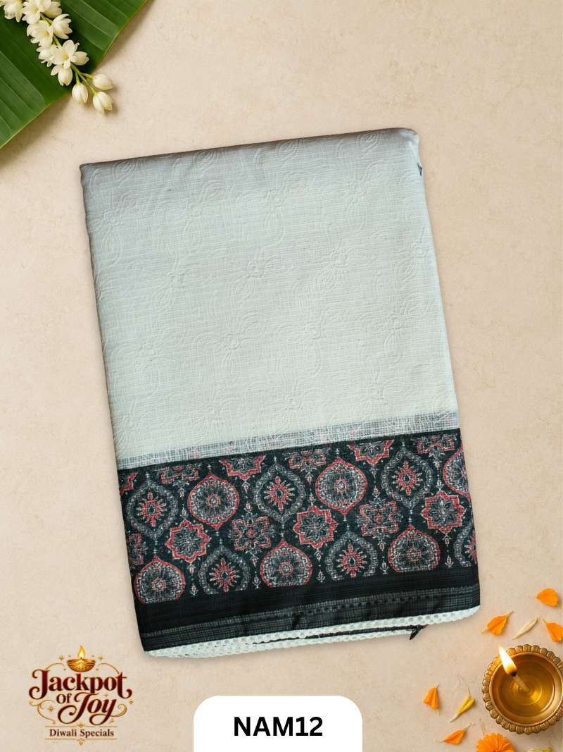 Kota X Chikankari Handblock Print Saree