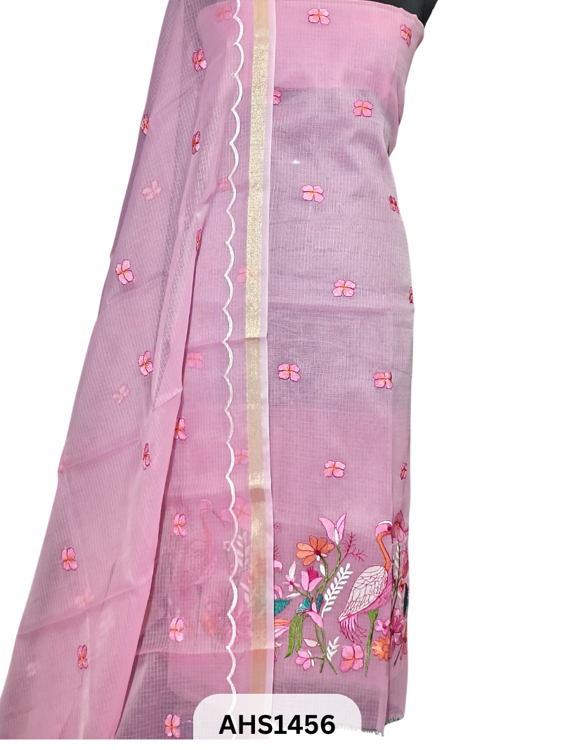 Exclusive Kota Doria Embroidery Work - Top & Dupatta 2.5 Mtr