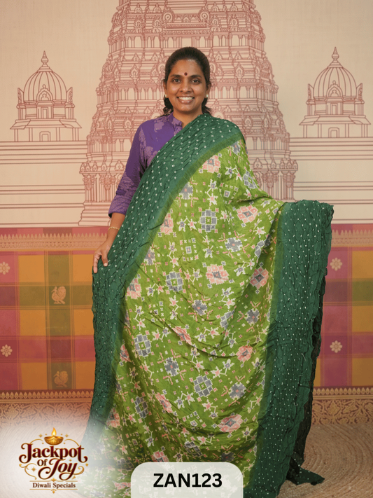 Pure Viscos Georgette Bandhani Digital Saree