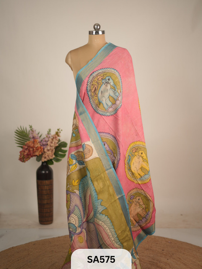 Chennuri Silk saree with Pen kalamkari art work-[DAMAGED]