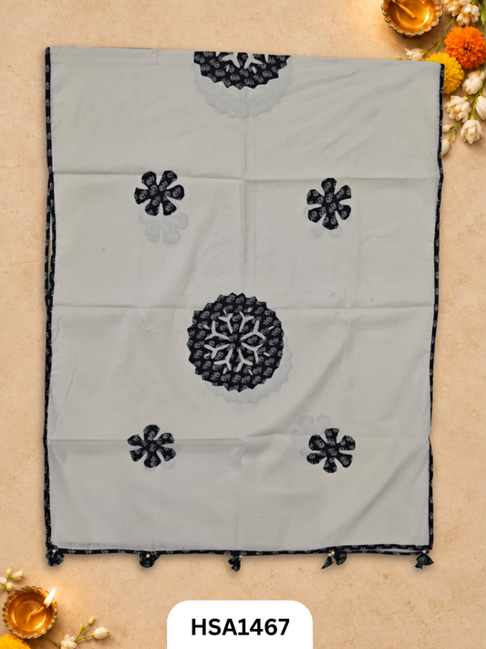 Hand Block Barmeri Ajrakh Print Patch Work Duppata Length 2.50 meter