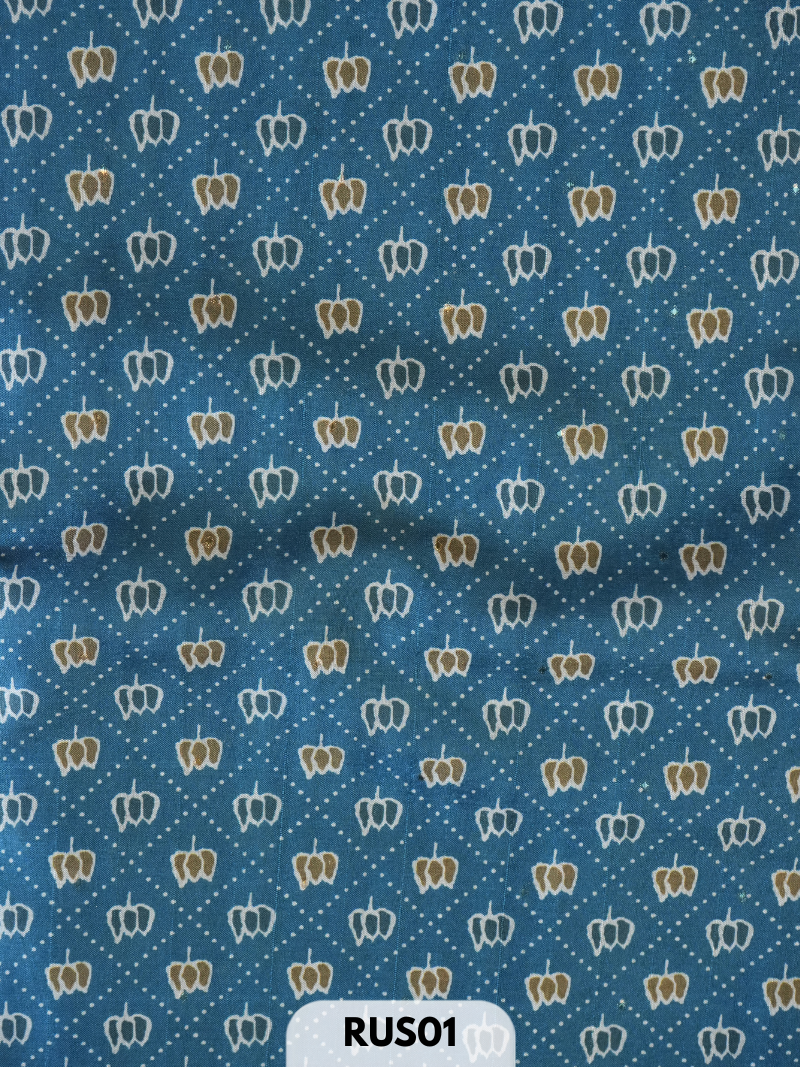 Dupion ajrakh fabric-1 mtr
