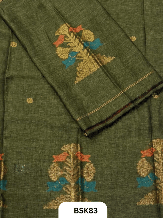 Pure Handloom Linen Salwar Suit with Jamdani and Meenakari weave  Top 2.7 mtr  Duppata Rs 2.5mtr
