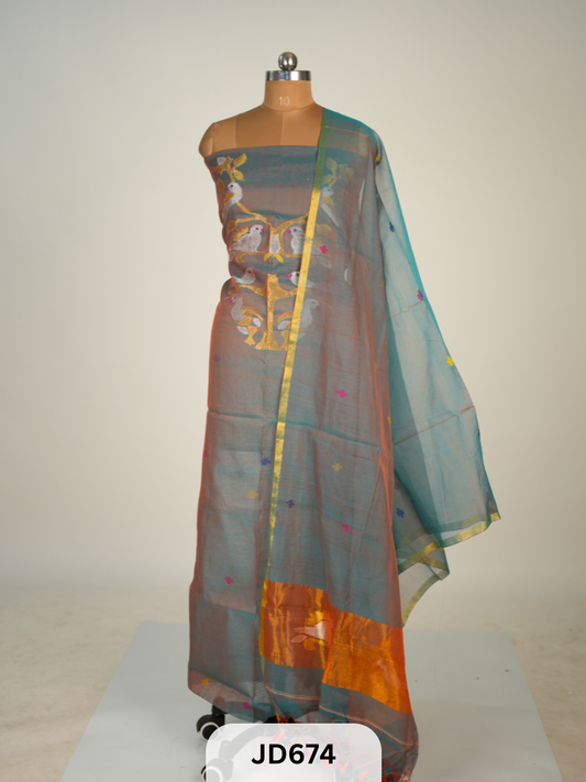 JAMDHANI LINEN TOP WITH DUPATTA