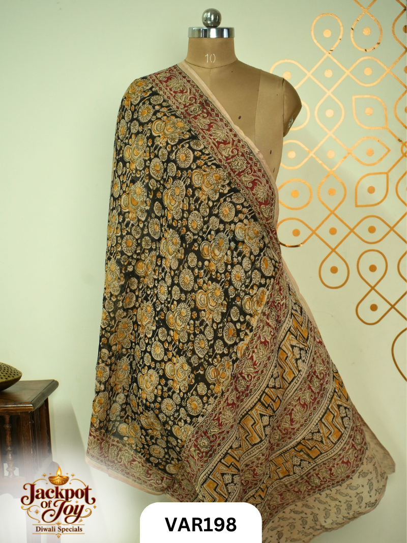 Pure Handblock Kalamkari Duppata