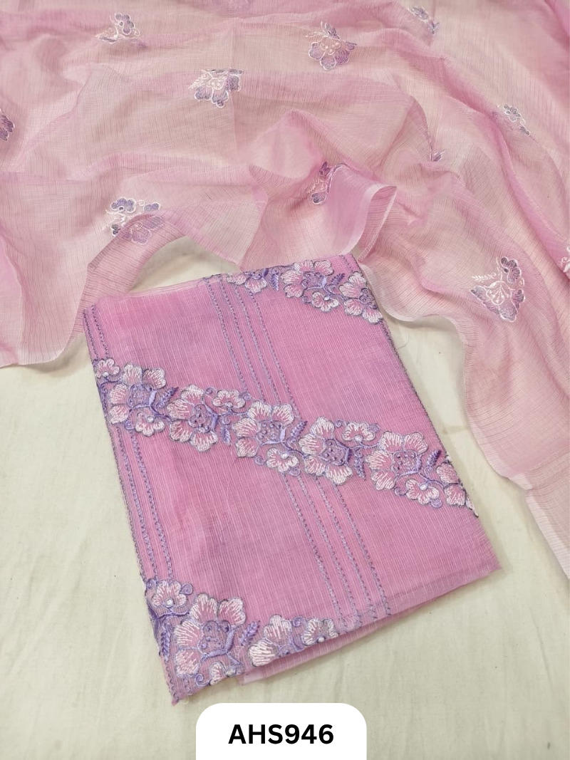 Kota Doria Premium Embroidery Work - Top and Duptta 2.5mtr