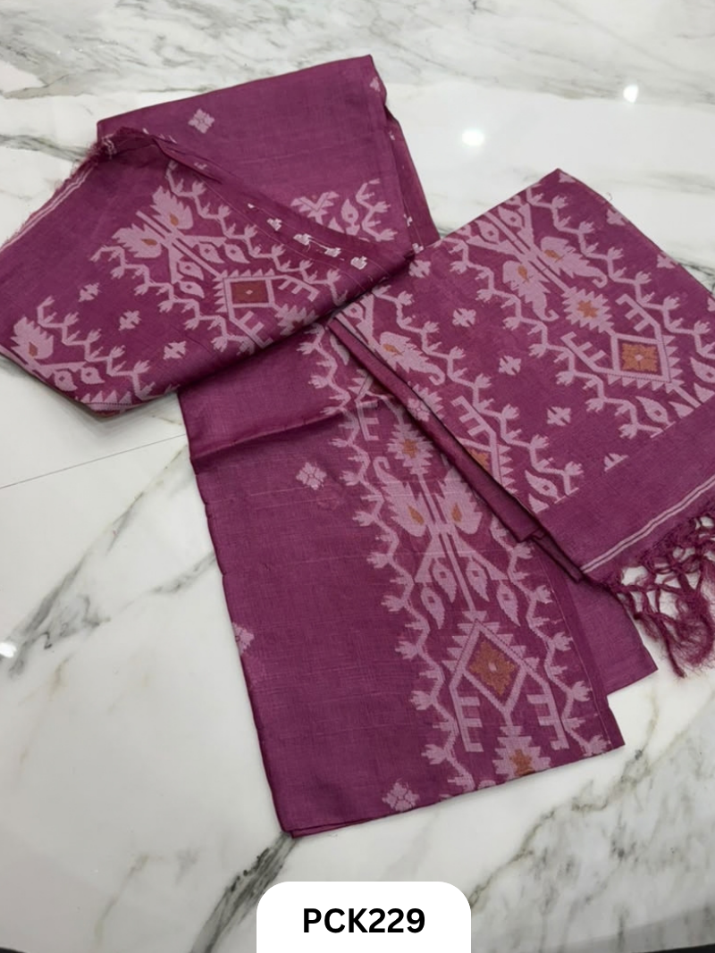 Pure Tussar With Jamdhani Weave Salwar Suit 2Pcs