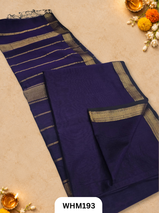 Pure Maheshwari Handloom Zari Border Plain Saree