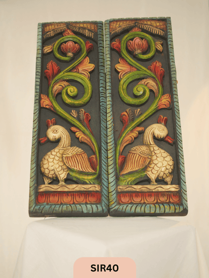 WOODEN PEACOCK WALL FRAME DECOR - Height 24" INCH, WIDTH 8"INCH