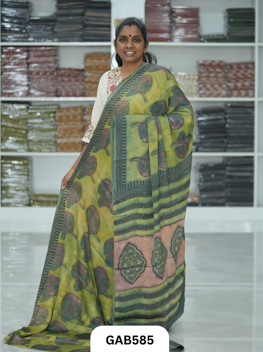 Nashpal & Pomegranate Peel Printed Modal Silk Sarees with blouse
