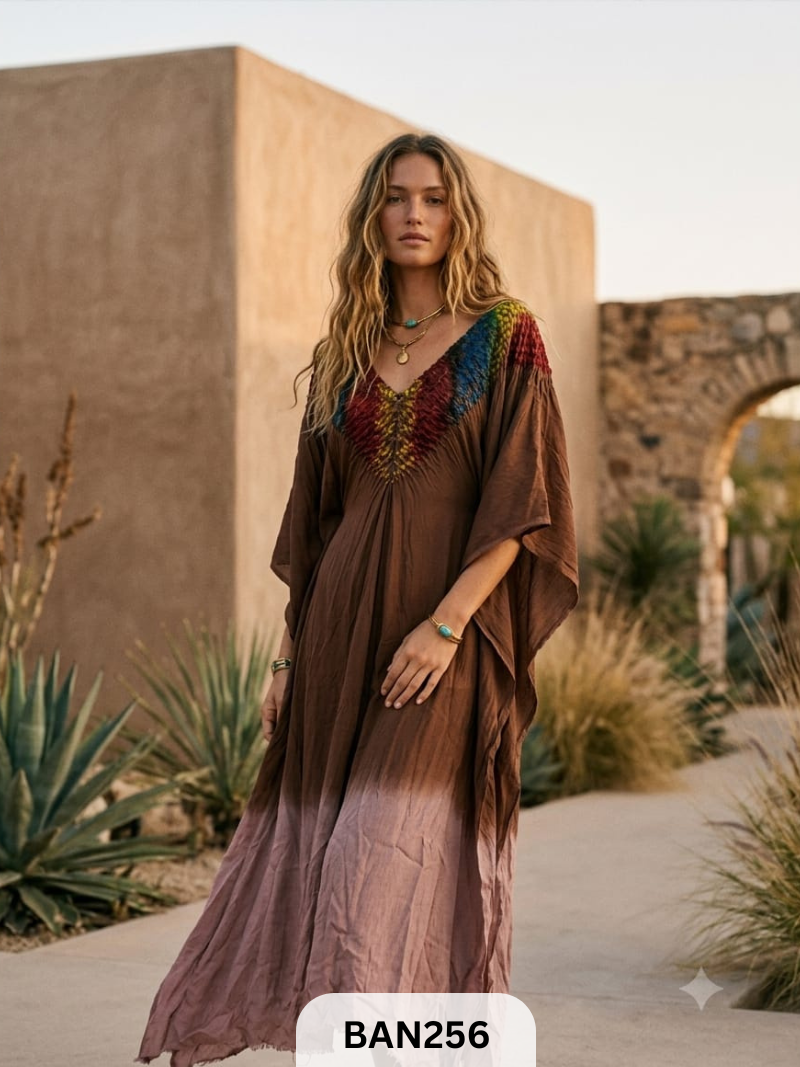 MODAL MULTI COLOUR SHIBORI SHADED UNSTITCHED KAFTAN