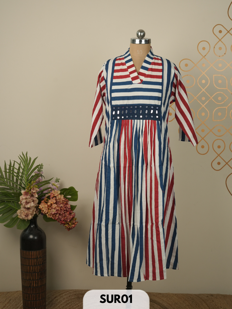 AJRAKH KUTCH EMBROIDERY COTTON KURTI