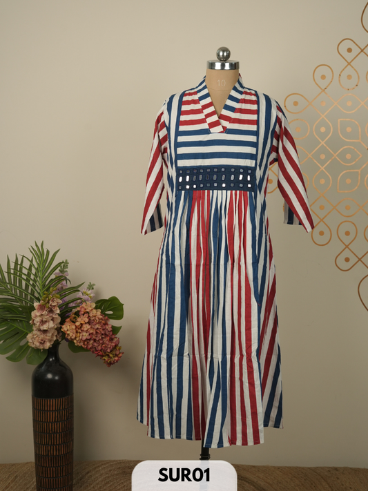 AJRAKH KUTCH EMBROIDERY COTTON KURTI
