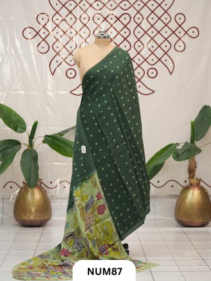 Modal Bandhini With Pure Penkalamkari Pallu And Blouse