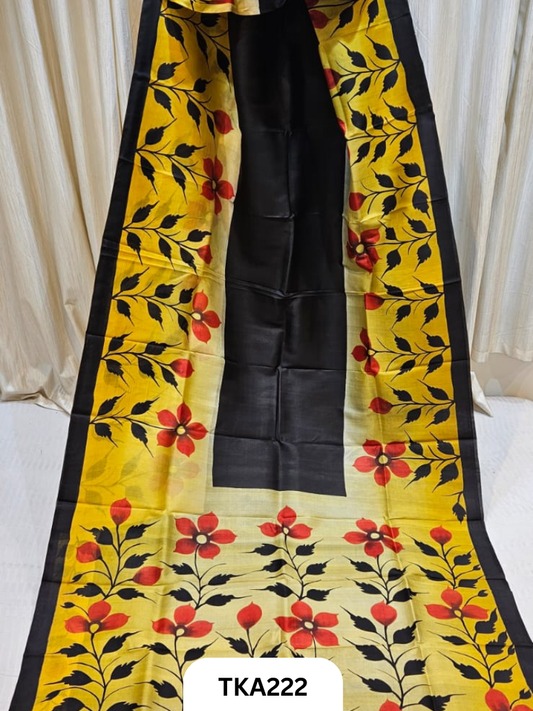 Murshidabad Silk Hand Painted Saree
