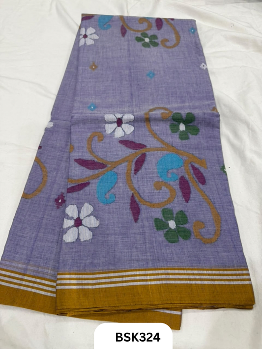 Handloom Pure Mul Cotton With Jamdhani Weave Saree