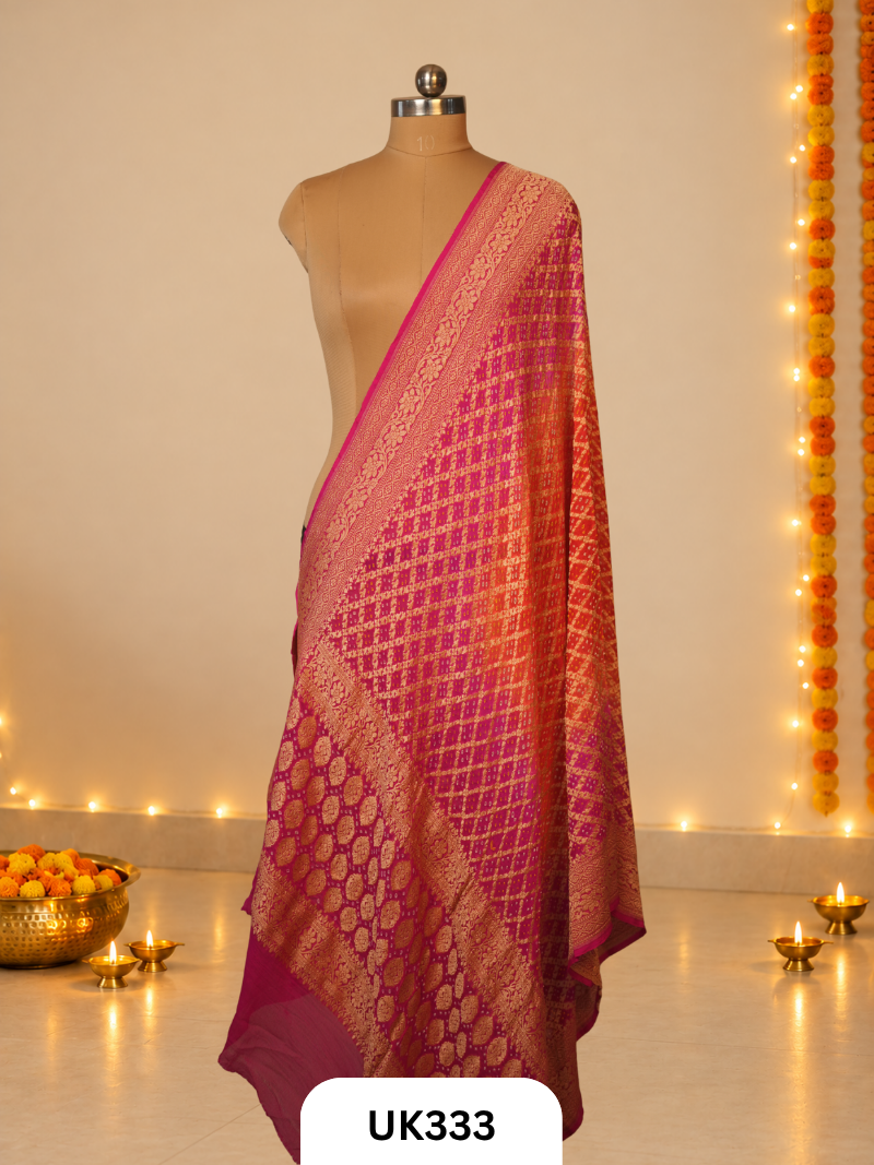 Pure Khadi Georgette With Bandhani Duppatta