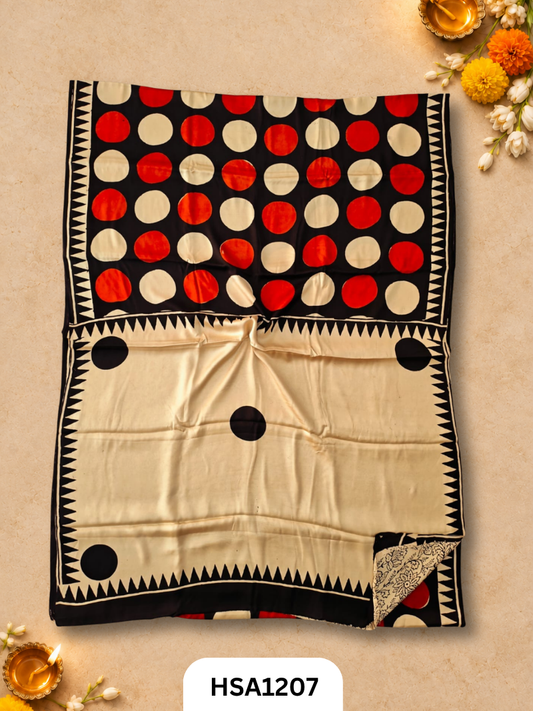 Hand Block Print Ajarkh Vanaspati Modal Silk Saree with blouse