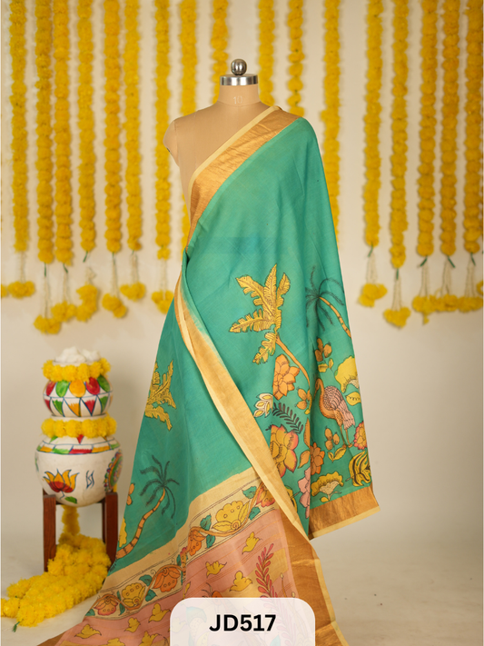 PURE HANDLOOM SILK COTTON WITH PENKALAMKARI