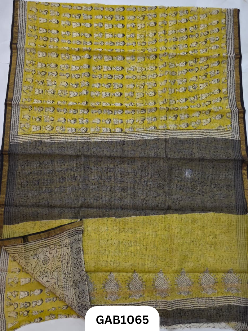 Bagru Handblock Print Kota Doria Saree