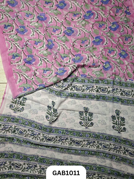 Premium Hand Block Printed Georgette Sarees with Blouse