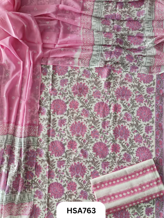 Exclusive Bandhej Handblock Print Salwar Suit 3pcs