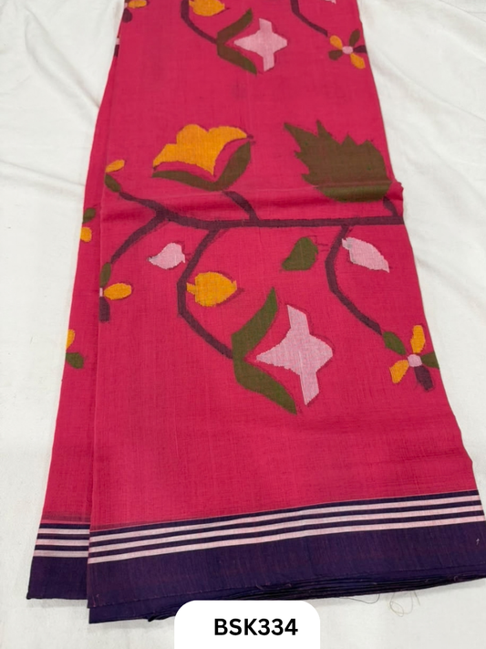 Handloom Pure Mul Cotton With Jamdhani Weave Saree