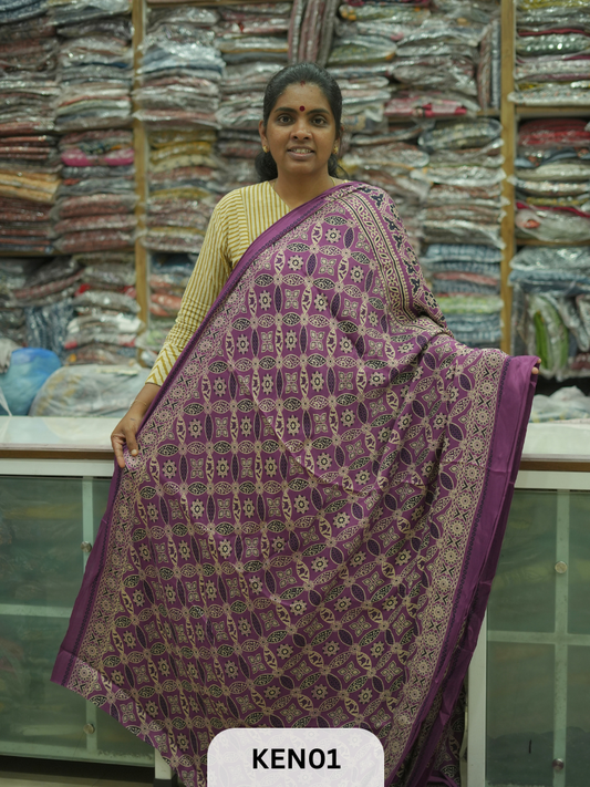 PURE MODAL AJRAKH PIGMENTED SCREENPRINT SAREE