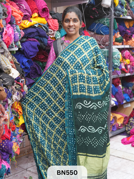 SEMI TISSUE GARCHOLA SAREE WITH LAGDI PATTA - DOUBLE COLOUR