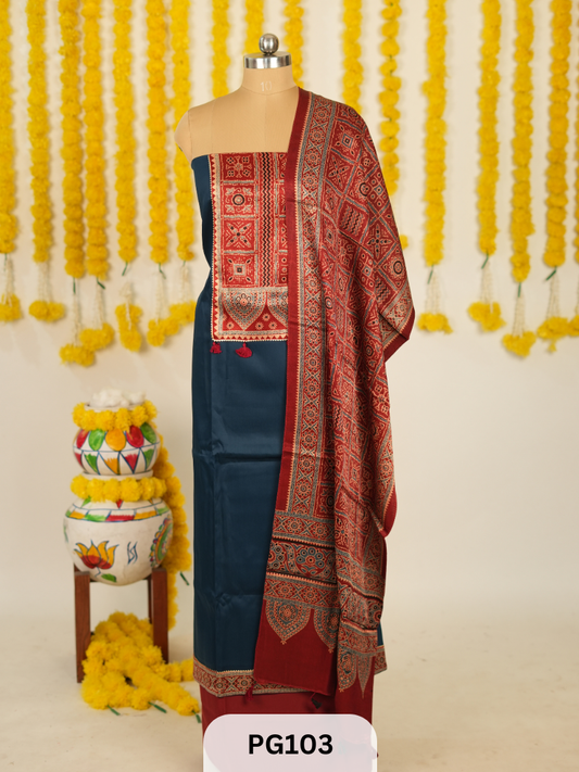 PREMIUM MUSHRU AJARKH SALWAR SUIT