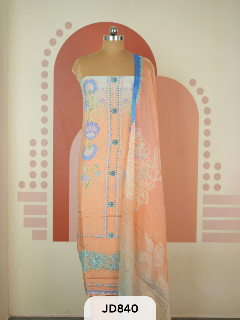 PURE MUSLIN WITH RESHAM EMBROIDERY - EXPORT MATERIAL
