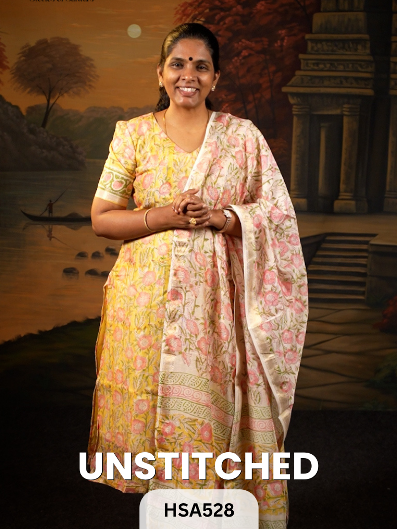 MAHESHWARI HANDBLOCK SALWAR SUIT 3PCS - UNSTITCHED