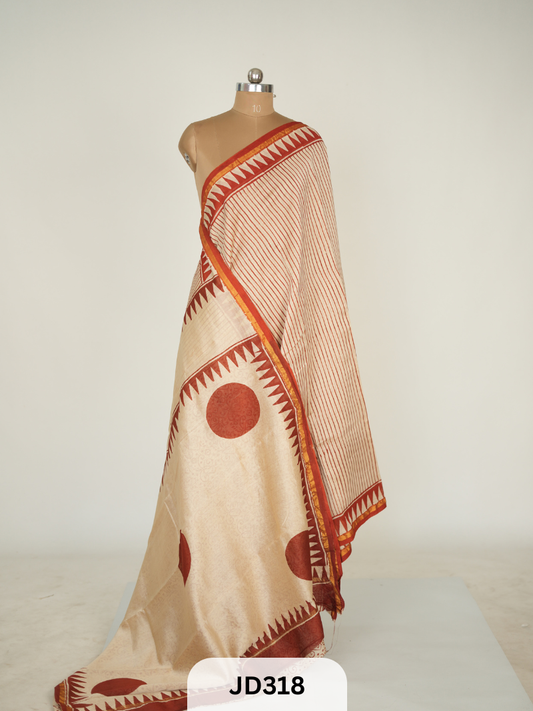 CHANDERI SILK WITH AJRAKH PRINT