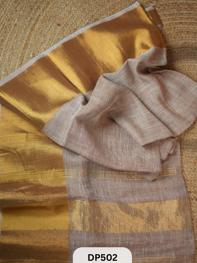 Linen Saree with zari border