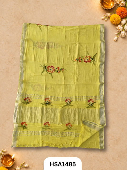 Kalamkari Hand Block Printed Soft Linen With Blouse
