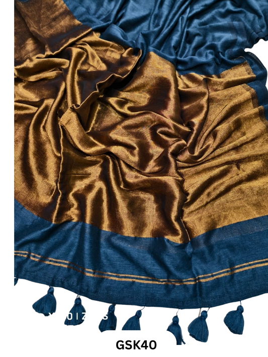 Plain Modal Tissue Saree With Blouse piece