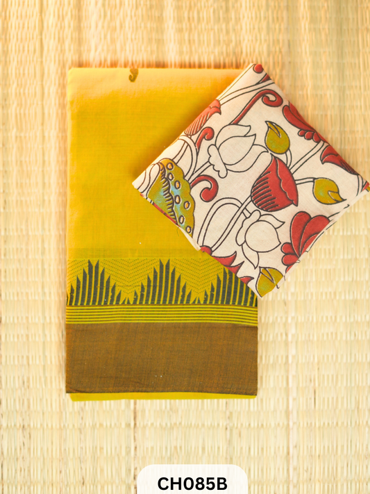 Karaikudi Special Sarees With Kalamkari Blouse
