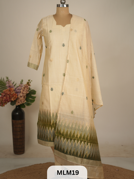 PURE JAMDANI COTTON KURTI SET - 3PCS