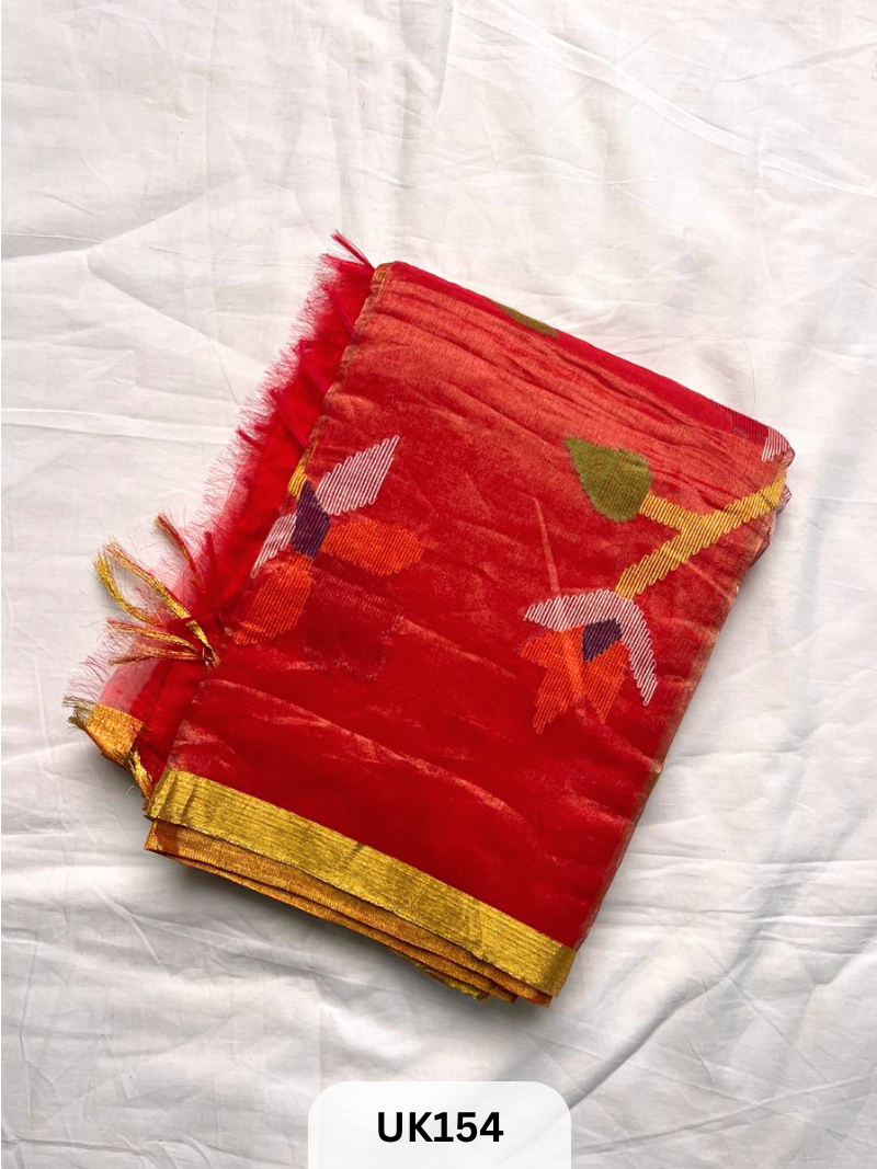 PURE CHANDERI WITH MUSLIN  FUSION SAREE
